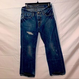 AMERICAN EAGLE Mens Jeans Low Rise Distressed Ripped Bootcut Size 28/28